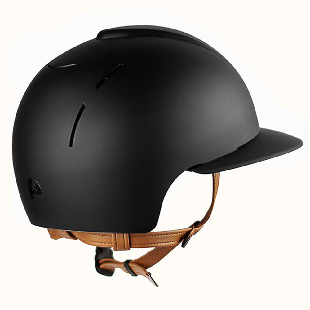 Kask jeździeckie Cromo Smart Polo Matt Beige Chinstrap Czarny