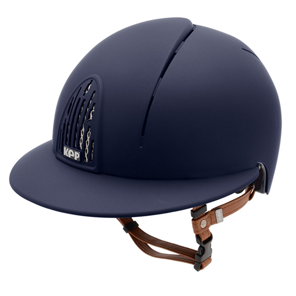 Kask jeździeckie Cromo Smart Polo Matt Beige Chinstrap Granatowy