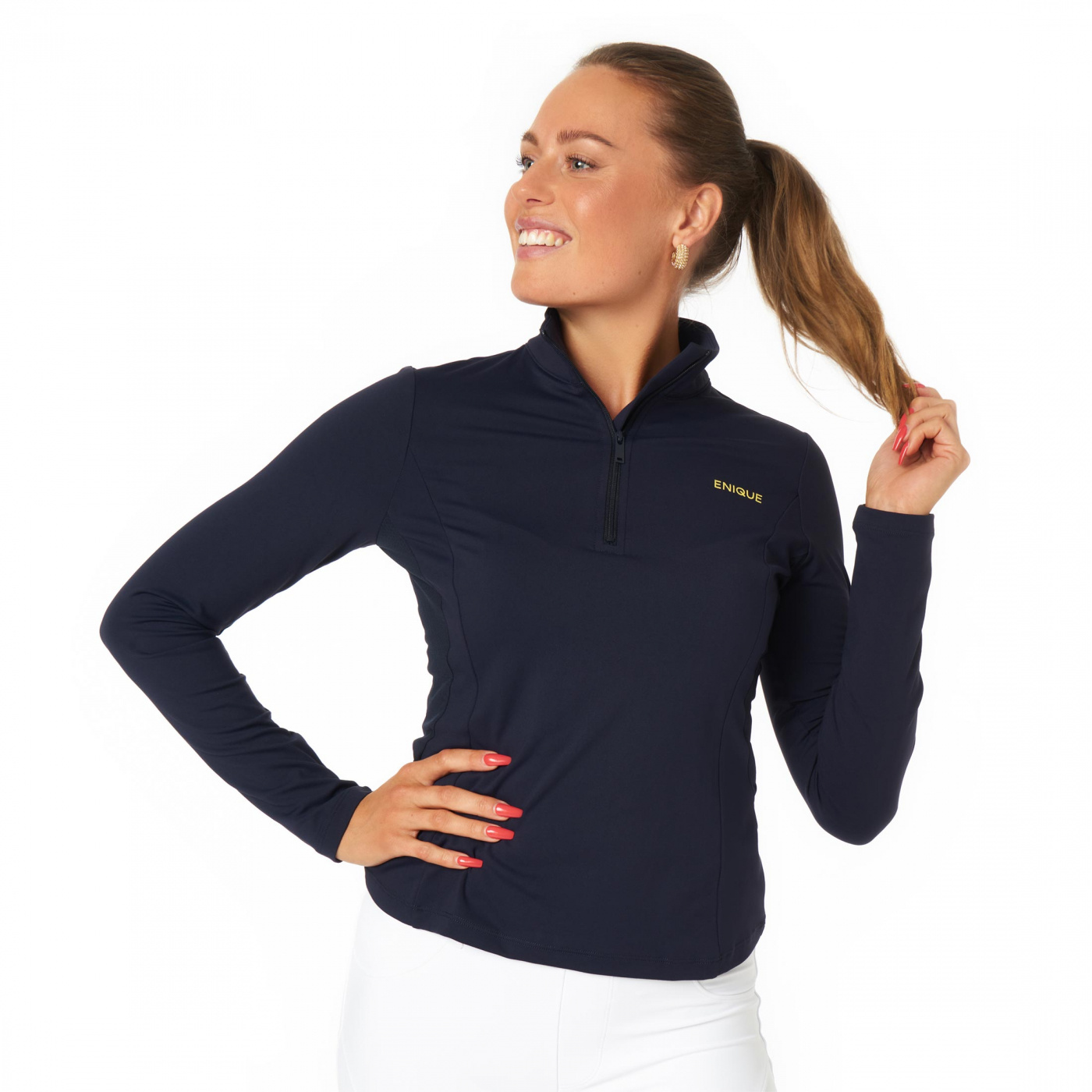 Bluzka treningowa 1/4 Zip Granatowa