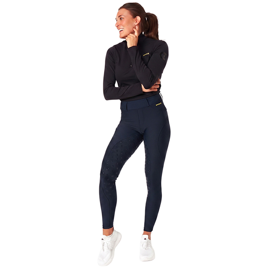 Legginsy jeździeckie Classic Full Grip Granatowe