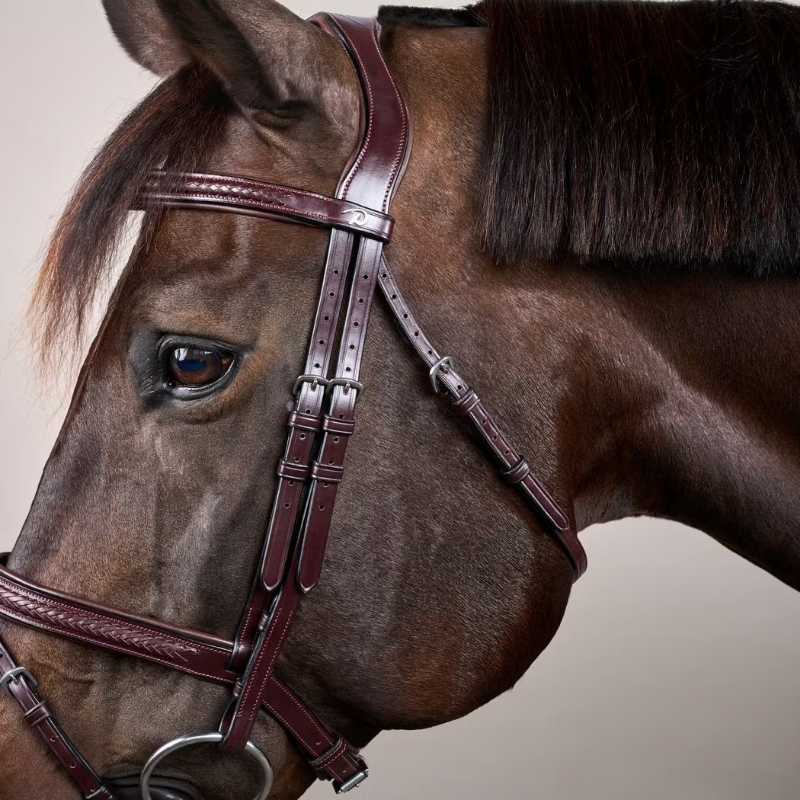 Ogłowie kombinowane Plaited New English Collection Brązowe