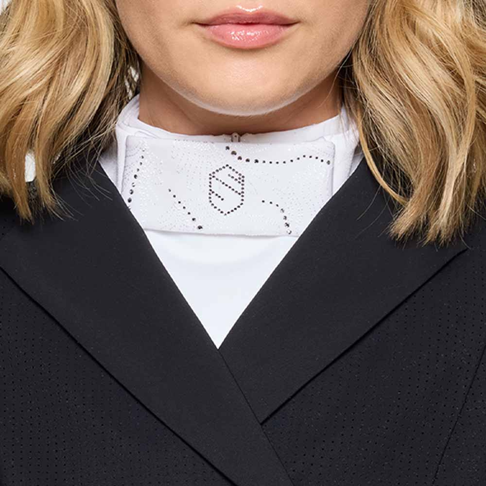 Plastron Crystal Leaf Frena Biały/Light Chrome