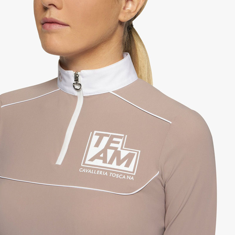 Bluzka Konkursowa Jr Team Daytona Jersey Zip Polo Beżowa