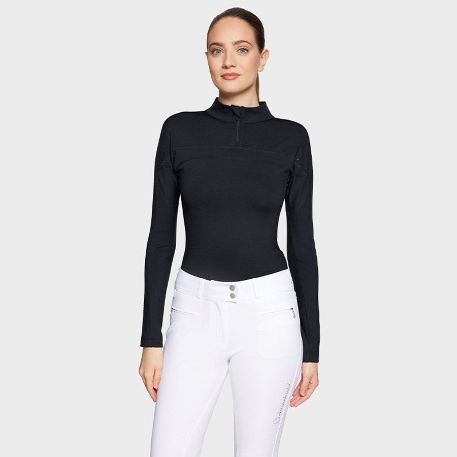 Koszulka funkcyjna Amber 1/2 Zip Czarna